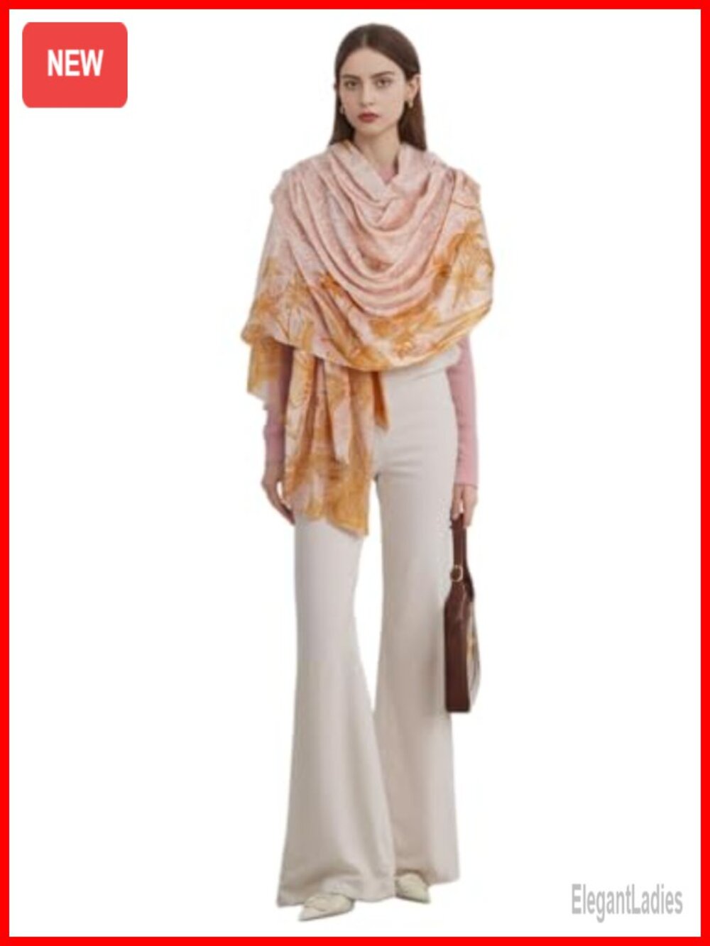 Wool Silk Pashmina Shawl Wrap Lightweight Scarf for Women Floral